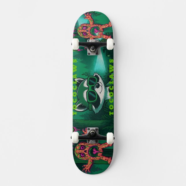 Skateboard Raton laveur psychédélique & graphique de monstre  (Recto)