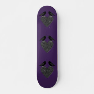 Skateboard Ravens gothiques et Coeur noir