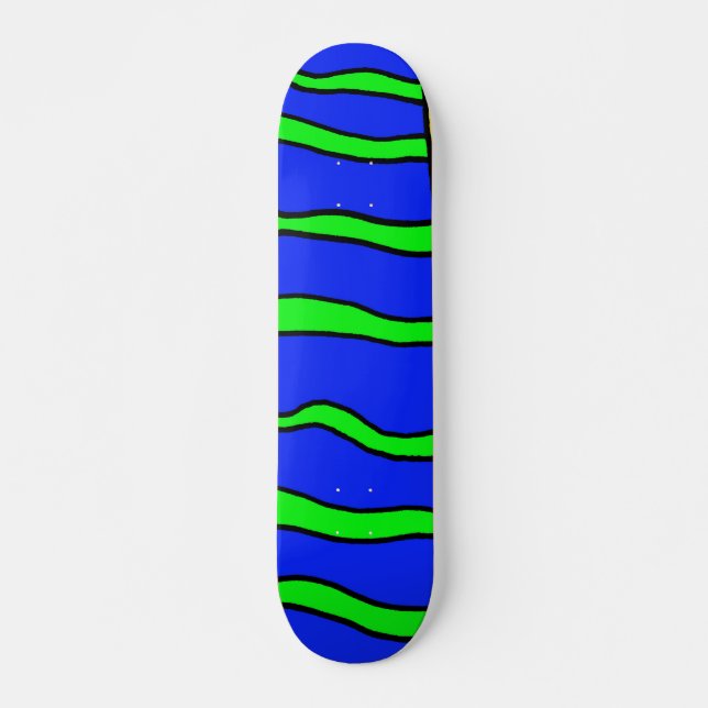 Skateboard rayé de bleu et de vert (Devant)