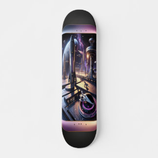 Skateboard "Raygun Gothic Futuristic Cityscape Deck"