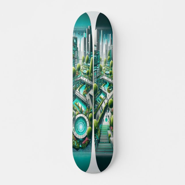 Skateboard "Raygun Gothic Futuristic Urban Park Deck" (Devant)