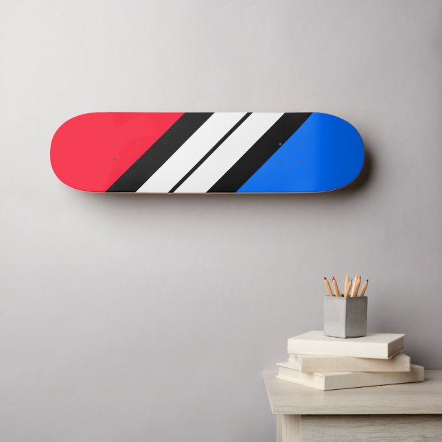 Skateboard Rayure diagonale de course Rouge Bleu Noir Blanc A (Art mural (Horz))