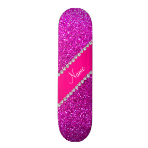 Skateboard Rayure rose au néon nommée faite sur commande de