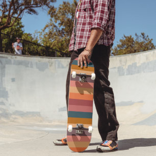 Skateboard Rayures Aquarelle Coucher de Soleil