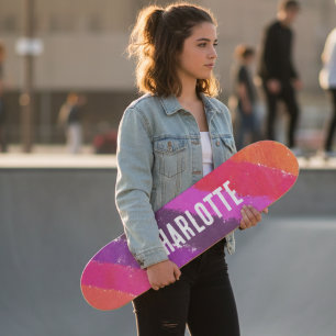Skateboard Rayures Arc-en-ciel Nom Personnalisé Personnalisé