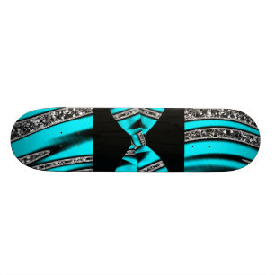 Skateboard Rayures de parties scintillantes de zèbre de bleu