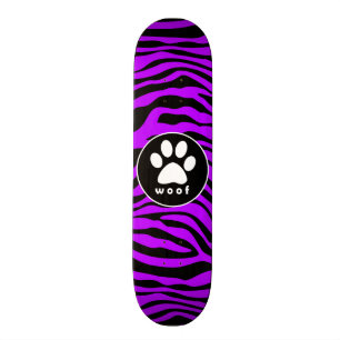 Skateboard Rayures de zèbre violet électrique; Empreinte de p