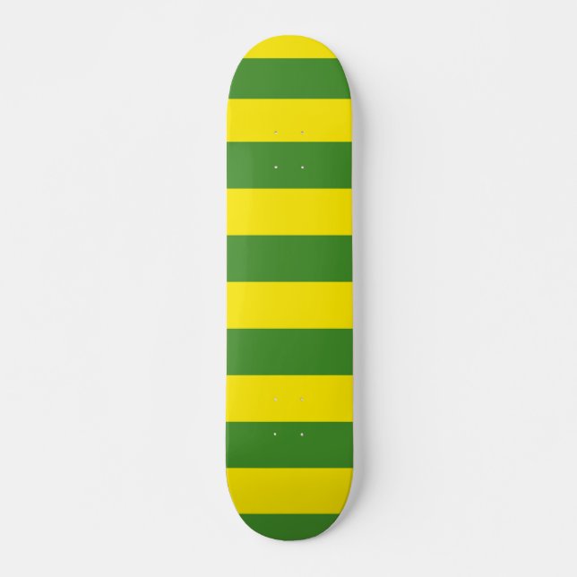 Skateboard Rayures jaune et verte (Devant)