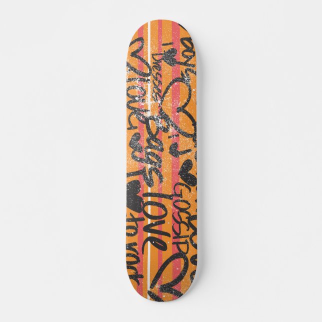 Skateboard Rayures minces oranges (Devant)