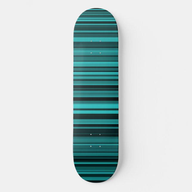 Skateboard Rayures Noir et Sarcelle (Recto)