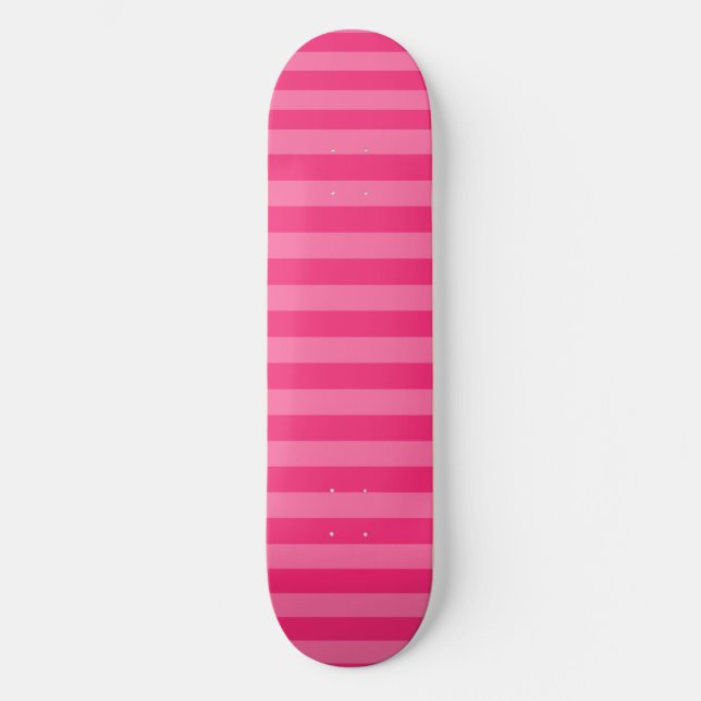 Skateboard Rayures rose pâle et rose chaud (Recto)