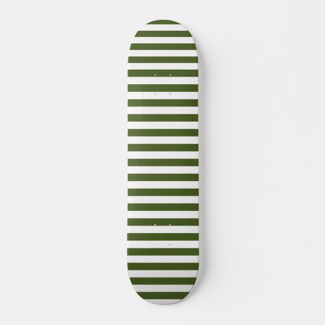 Skateboard Rayures vert mousse foncé et blanc (Devant)