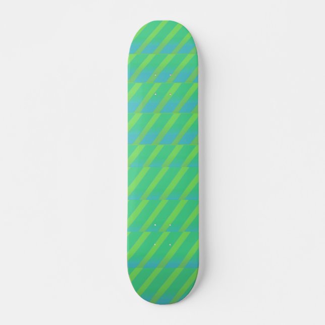Skateboard rayures vert néon et bleu (Devant)