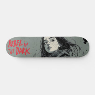 Skateboard Rebel in the Dark Comic Book Style Design