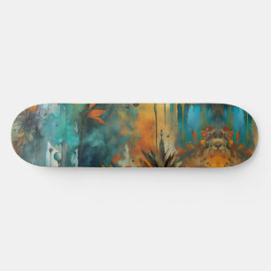 Skateboard Récolte d'automne Turquoise rouille or Abstrait