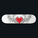 Skateboard Red Angel Coeur avec ailes<br><div class="desc">Coeur rouge peint de façon artistique avec ailes d'ange gris,  décoré de contour lisse noir.</div>