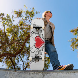 Skateboard Red Angel Coeur avec ailes