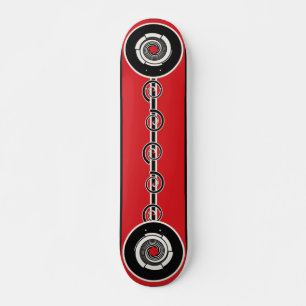 Skateboard Red Black Geometric Spiral