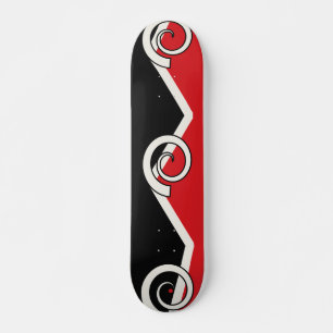Skateboard Red Black White Geometric Spiral