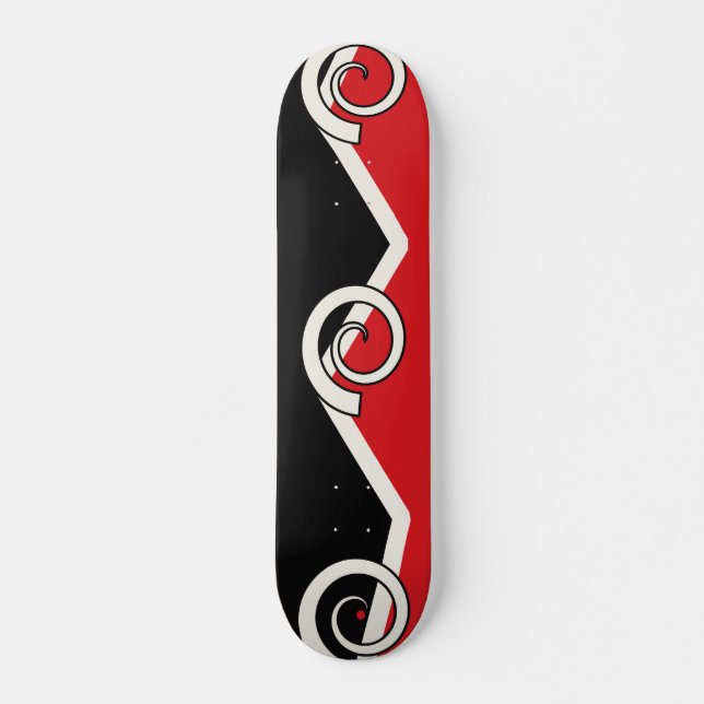 Skateboard Red Black White Geometric Spiral (Devant)