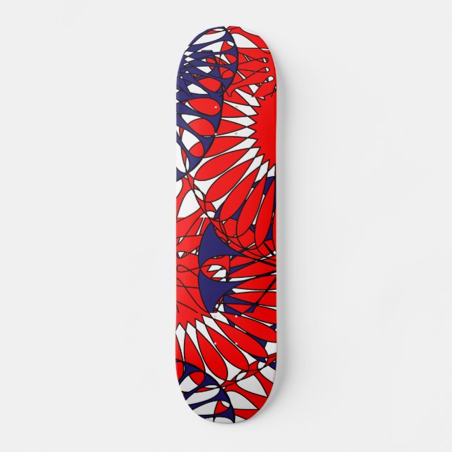 Skateboard Red Blue Retro Motif Skate (Recto)