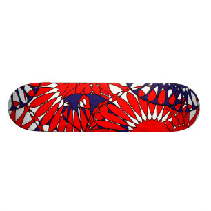 Skateboard Red Blue Retro Motif Skate