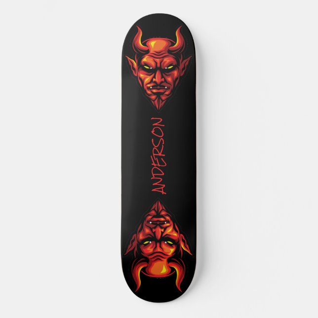 skateboard Red Devil Head avec des cornes (Recto)