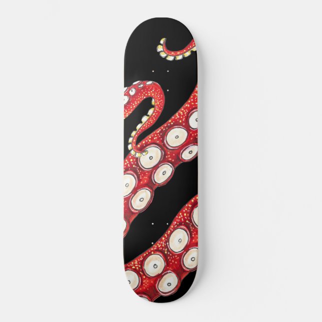 Skateboard Red Kraken Octopus Tentacles Black (Recto)