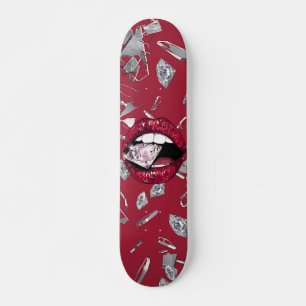 Skateboard Red lips shattered glass image