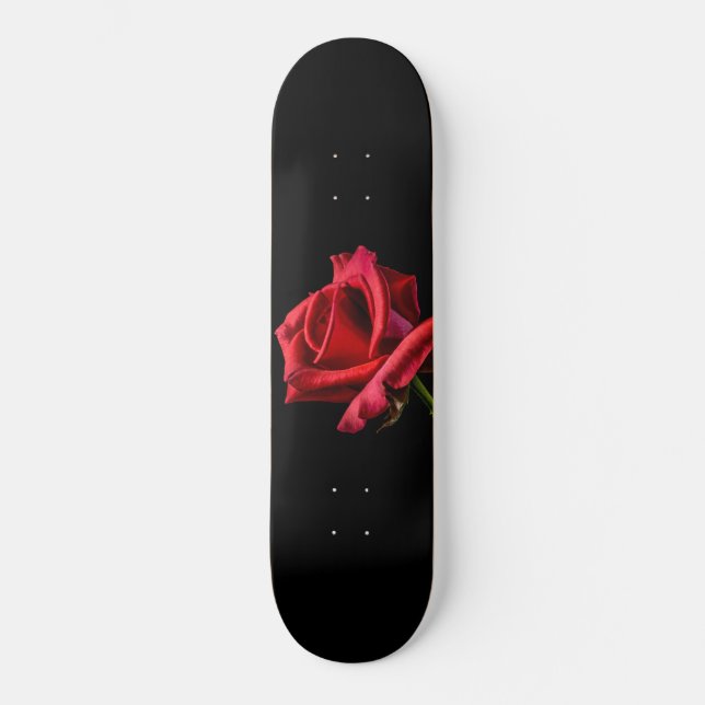 Skateboard Red Rose Against Black Background (Recto)