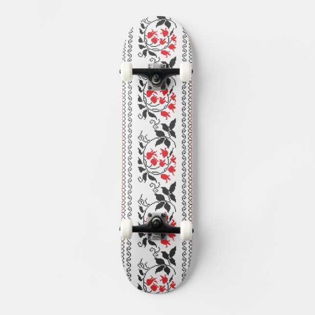 Skateboard Red tulips pattern (Recto)