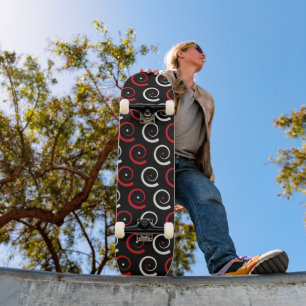 Skateboard Red & White Spiral Pattern