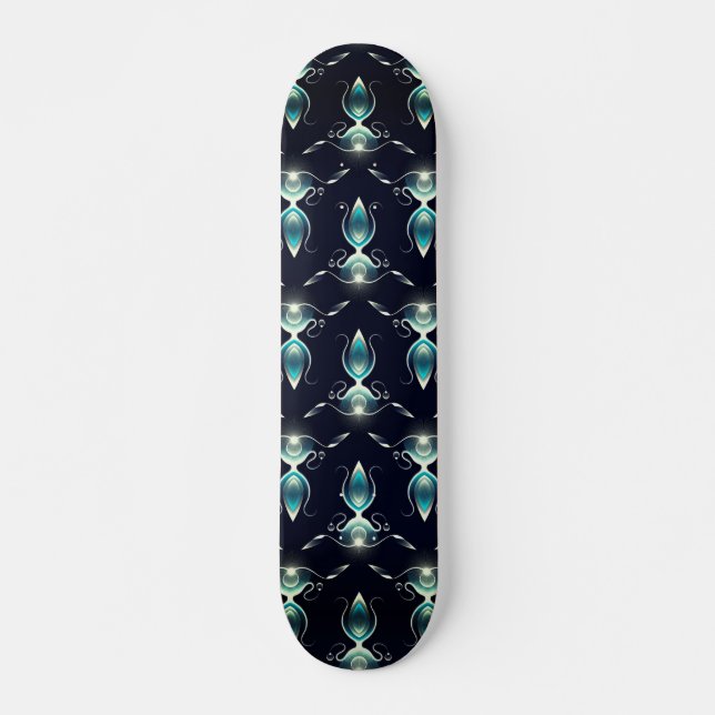 Skateboard Regard élégant de pierres bleues avec lumière écla (Devant)