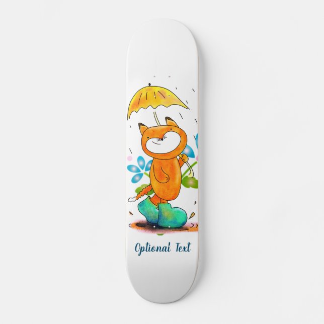 Skateboard Renard printanier inspirant avec parapluie (Recto)