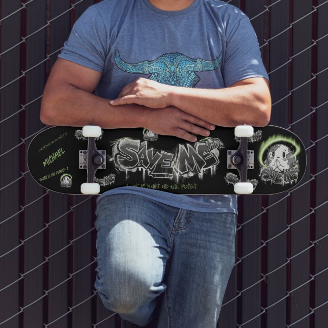 Skateboard Repenser Réduire Réutiliser Recycler Sauver la Ter (Extérieur 3)