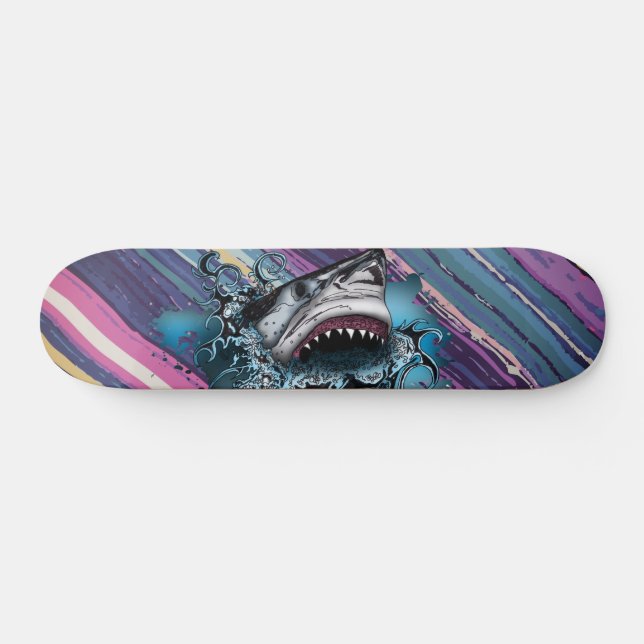 Skateboard Requin à rayures ondulées atténuées Art abstrait (Horz)