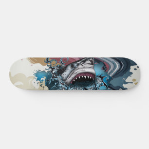 Skateboard Requin abstrait avec éclaboussures de peinture att