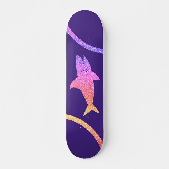 Skateboard Requin Arc-en-ciel Parties scintillant Patinage vi (Devant)