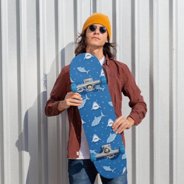 Skateboard requin bleu blanc (Créateur téléchargé)