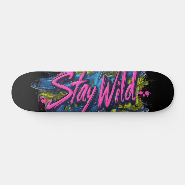 Skateboard "Reste Sauvage" - Conception de Texte de Style Gra (Horz)