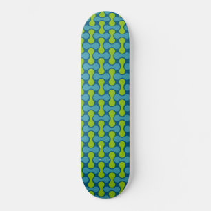 Skateboard Retro Abstract Geometric Pattern in Blue and Green