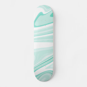Skateboard Retro Aqua Green Swirl Liquid Peinture esthétique