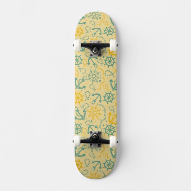 Skateboard Rétro arrière - plan avec l'ancre, cordes (Recto)