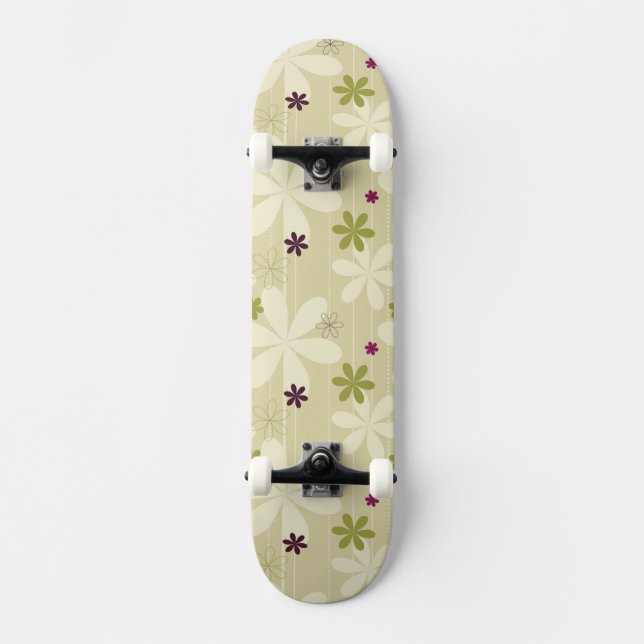 Skateboard Rétro arrière - plan floral (Recto)