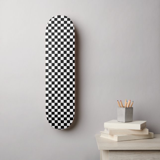 Skateboard Retro Black White Checker Cool Wall Art des années (Art mural)