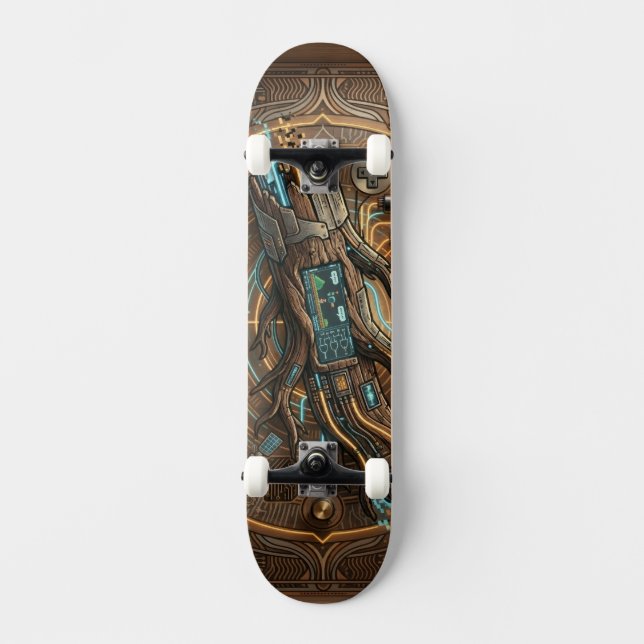 Skateboard Retro-Futuristic Cybernetic Driftwood Fusion 2026 (Recto)