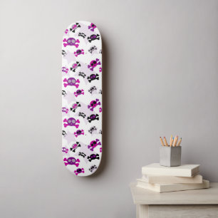 Skateboard Retro Girly Skull Crossbones Goth Rockabilly