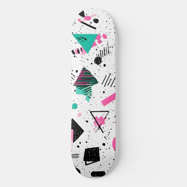 Skateboard Retro Memphis Geometric Pattern (Recto)