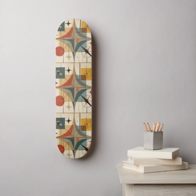 Skateboard Retro Mid Century Atomic Geometric Pattern (Art mural)