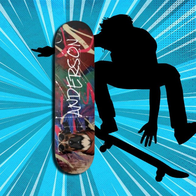 Skateboard Retro Modern Cute Chien de famille personnalisé (Original and best online Zazzle skateboard shop- Urban Warrior)